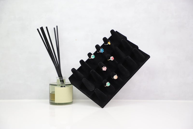 Stratalife Ring Holder 18 Slot Finger Ring Display Jewelry Holder Organizer Storage Jewelry Display Stand for Vendor Selling Velvet Black - Image 2